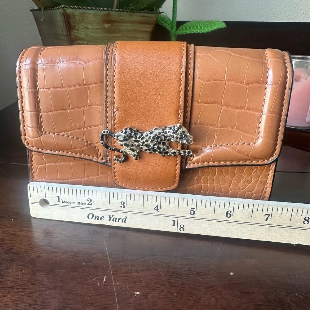 Topshop Tan Croc-Embossed Mini Belt Bag with Leopard Clasp - Picture 12 of 14